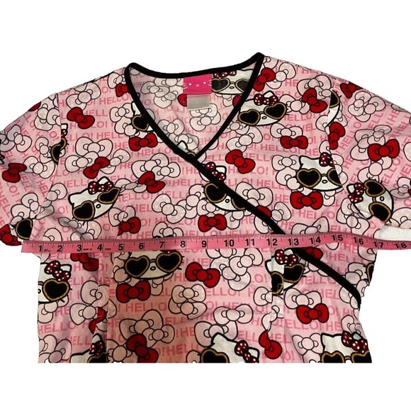 Hello Kitty Pink Nurse Scrub Medical Care Top Small Cute Sunglasses Bow Kawaii - Picture 6 of 7